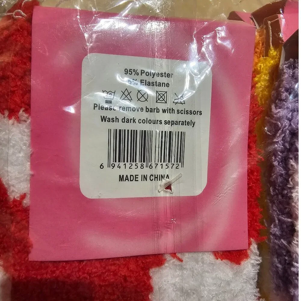Soft & Cosy Fuzzy Socks, Heart Pattern, 6 pairs